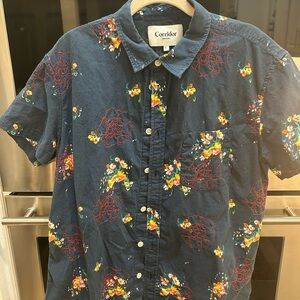 Corridor Men's bouquet Hawaiian Shirt L GUC